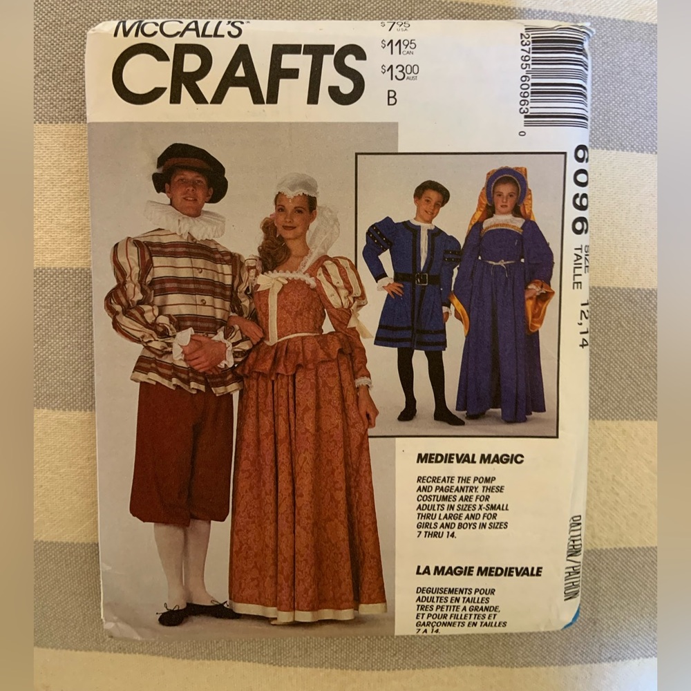 1990s Mc Calls Costume Sewing Pattern-Medieval Magic